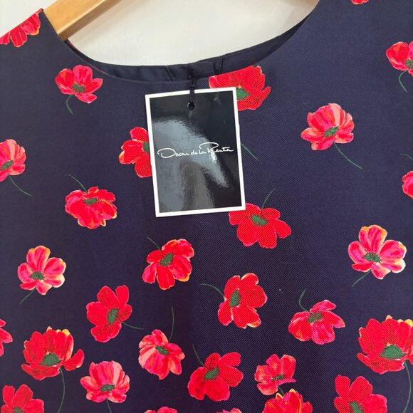 NWT Oscar De La Renta Red And Blue Flower Dress - 12Y - Picture 3 of 4